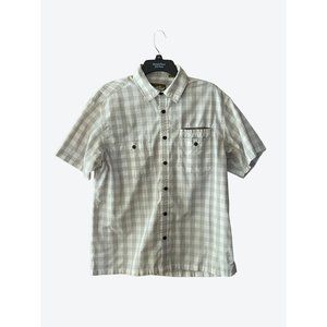 Howler Bros Men's Medium Short Sleeve White Gray Plaid Shirt